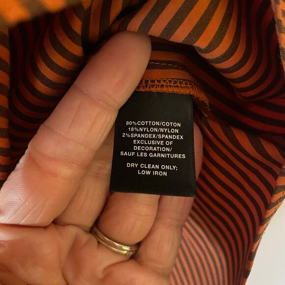 Lafayette 148 Orange Brown Pinstripe Button Down Shirt Cotton Preppy size Small - Picture 11 of 12
